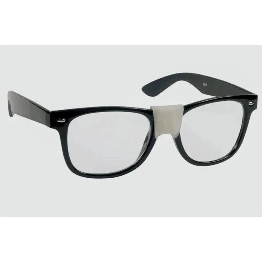New Halloween Costume Nerd Dork Geek Glasses Black Suspenders Red Bow Tie